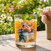 Bicchiere in Vetro Mucca delle Highlands, Bicchiere Termico Acquerello Floreale Dipinto a Mano, Tazza Trasparente per Latte Caffè Whiskey, Regalo per Amanti degli Animali