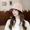 Black Bucket Hat Female Ins Internet Celebrity Knitted Basin Hat Autumn and Winter Season Versatile Face Small Face Cover Fisherman Hat