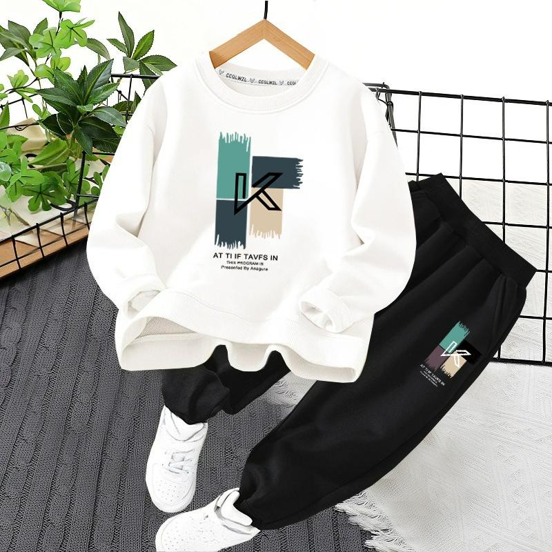 CUHK Children's Sweater Winter Plus Velvet Thickened Two-piece Spring and Autumn Children's Leisure Sports Suit
