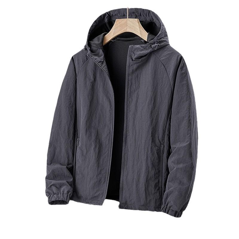 Men's Sports Casual Jacket Spring Autumn Outdoor Thin Windbreaker Middle-aged Windproof Waterproof Versatile Hooded Jacket