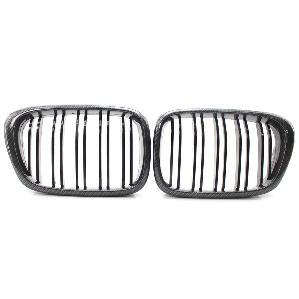 2PCS Front Center Matte Black Wide Kidney Hood Grille Grill For BMW E39 525 528 530 535 M5 1997 1998 1999 2000 2001 2002