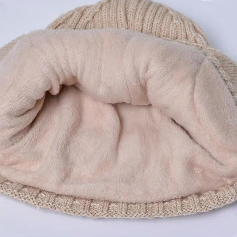 New Rhombic Flower Earmuffs Knitting Beanies Skullies Men Women Solid Color Plush Lined Ear Warmer Hat Windproof Ski Bonnet