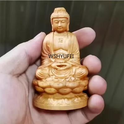 Vintage Nostalgic Cliff Cypress Wood Carving of The Great Sun Buddha Statue, Home, Living Room, Car Mounted Decorations