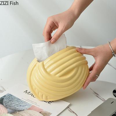 Kreative geknotete Taschentuchbox für den Wohnzimmertisch, ausziehbare Papierbox, Keramik-Taschentuchaufbewahrung, Ornamente, nordische Heimdekoration, Kunst