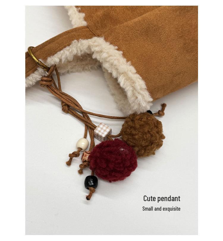 Embroidered Plush Tote Backpack - Double-Sided Design for Commuting