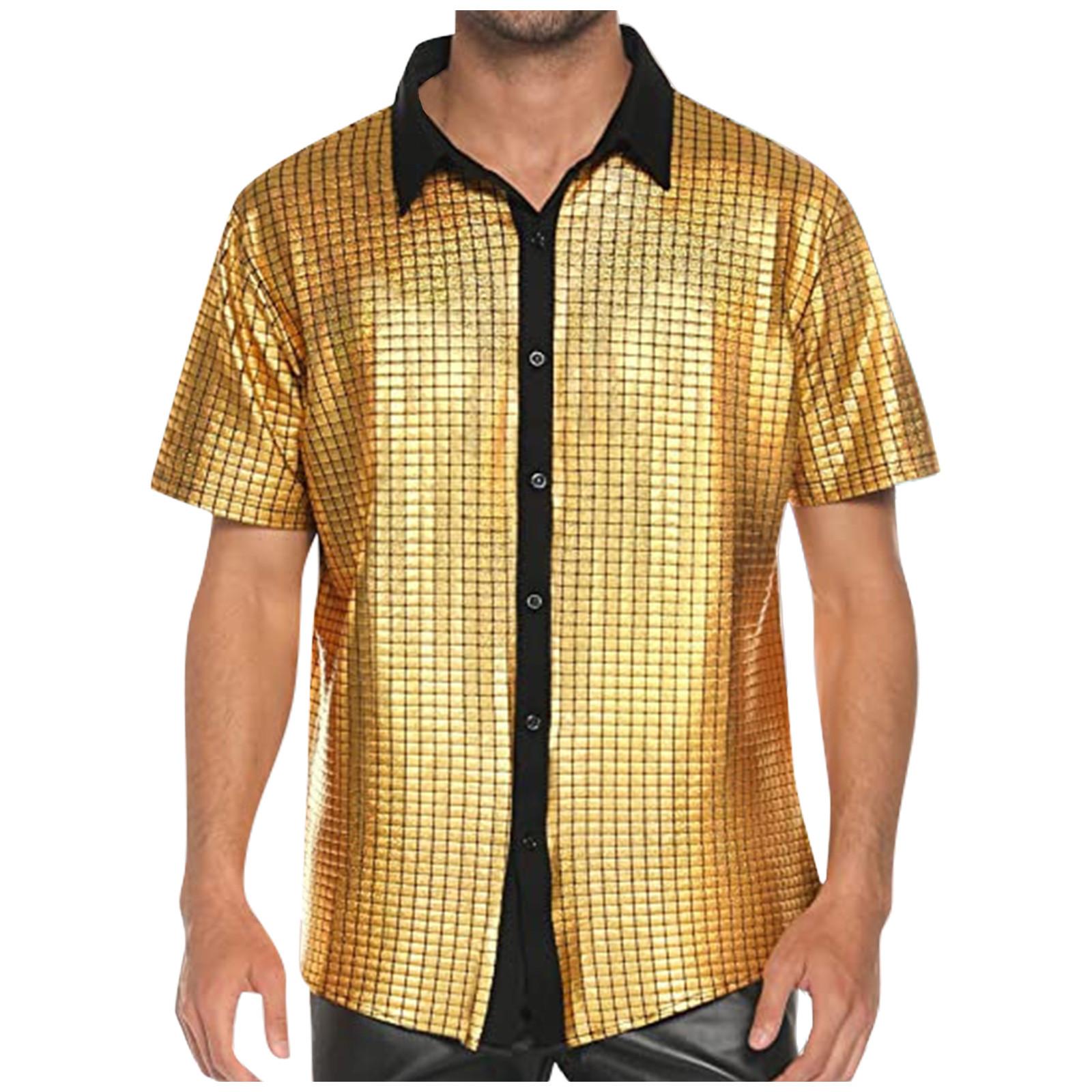 

Мужская летняя короткая приталенная модная дышащая мужская рубашка L жёлтый