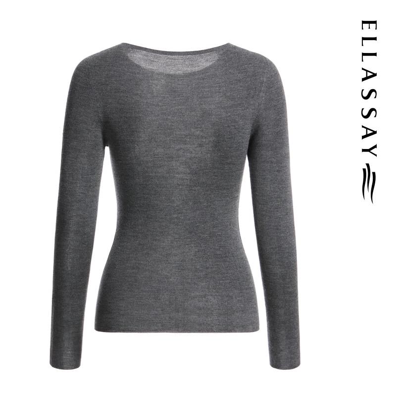 ELLASSAY Women's 100% Merino Wool Round Neck Knit Sweater