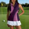 Womens Sleeveless Golf Shirt with Zipper Collar Printed Sports Tank Top Athletic Performance Pullover for Outdoor Activities