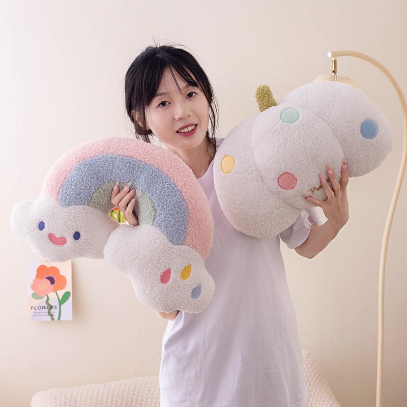 Unique Ins Style Simple Unicorn Rainbow Cloud Heart Plush Pillow For Sofa And Bed