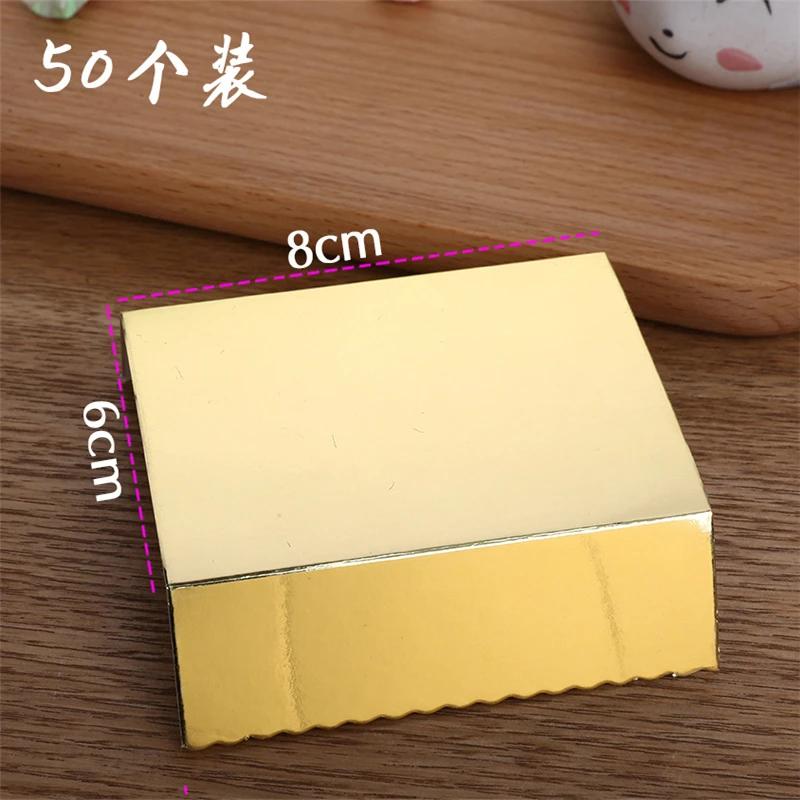 

50pcs Golden Paper Cardboard Mousse Mat Bottom Foam Cake Base Board Dessert Tray Party Decor 6x8cm золотий