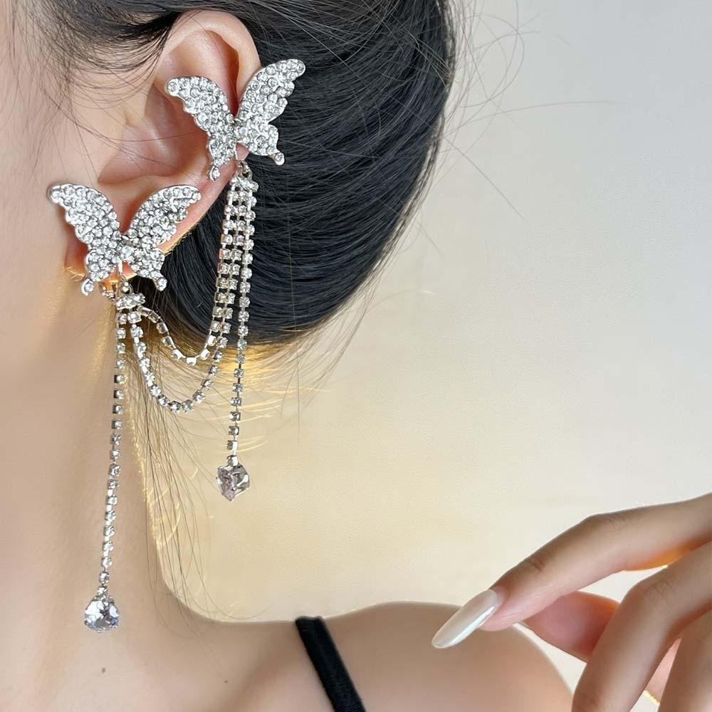 1 Pair Luxury Rhinestone Butterfly Earrings Zinc Zinc Alloy Shiny Temperament Eardrops  Women