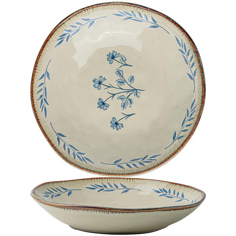 Freeland Series Medieval Tableware Ceramic Dishes High Value Rice Bowl Deep Plate Household Vegetable Bowl Export