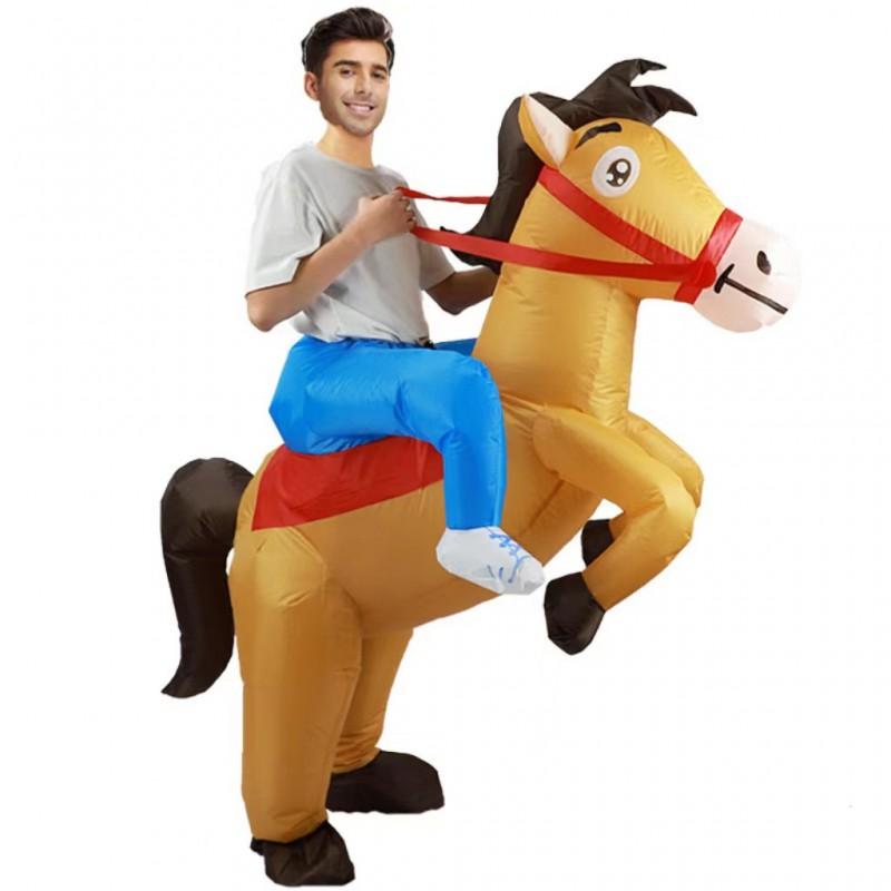 Inflatable Horse Costume Adults Kids Halloween Parade Cosplay Ride-on Animal Outfit