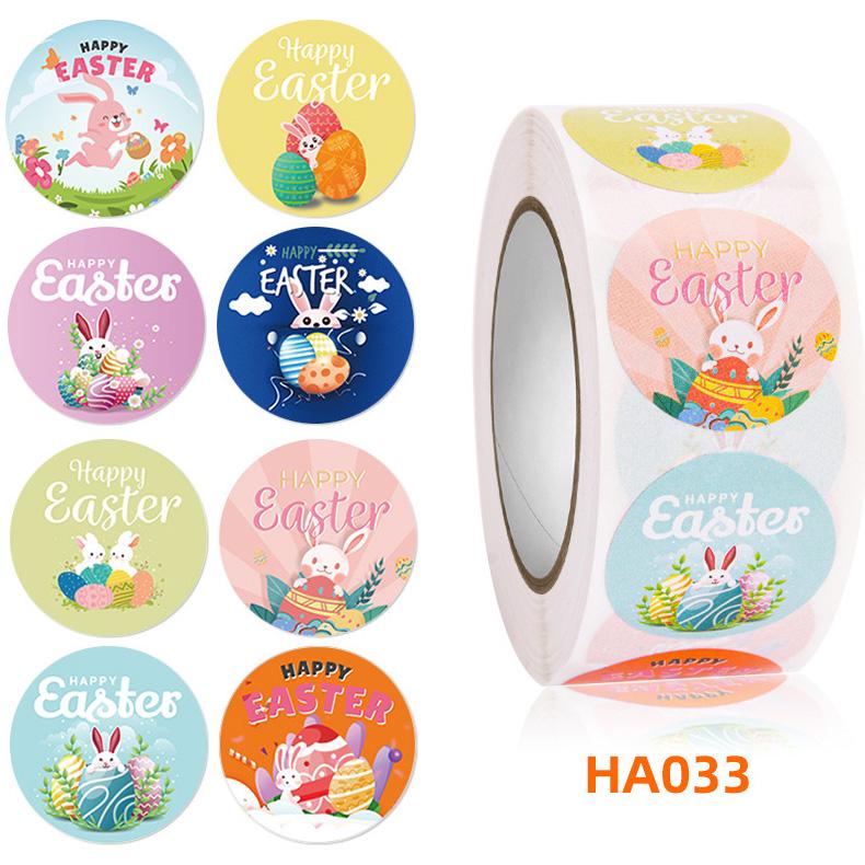 1inch 2.5cm Easter Cartoon Sticker Bunny Egg Decoration Roll Sticker Gift Sealing Happy Easter Day Holiday for small business