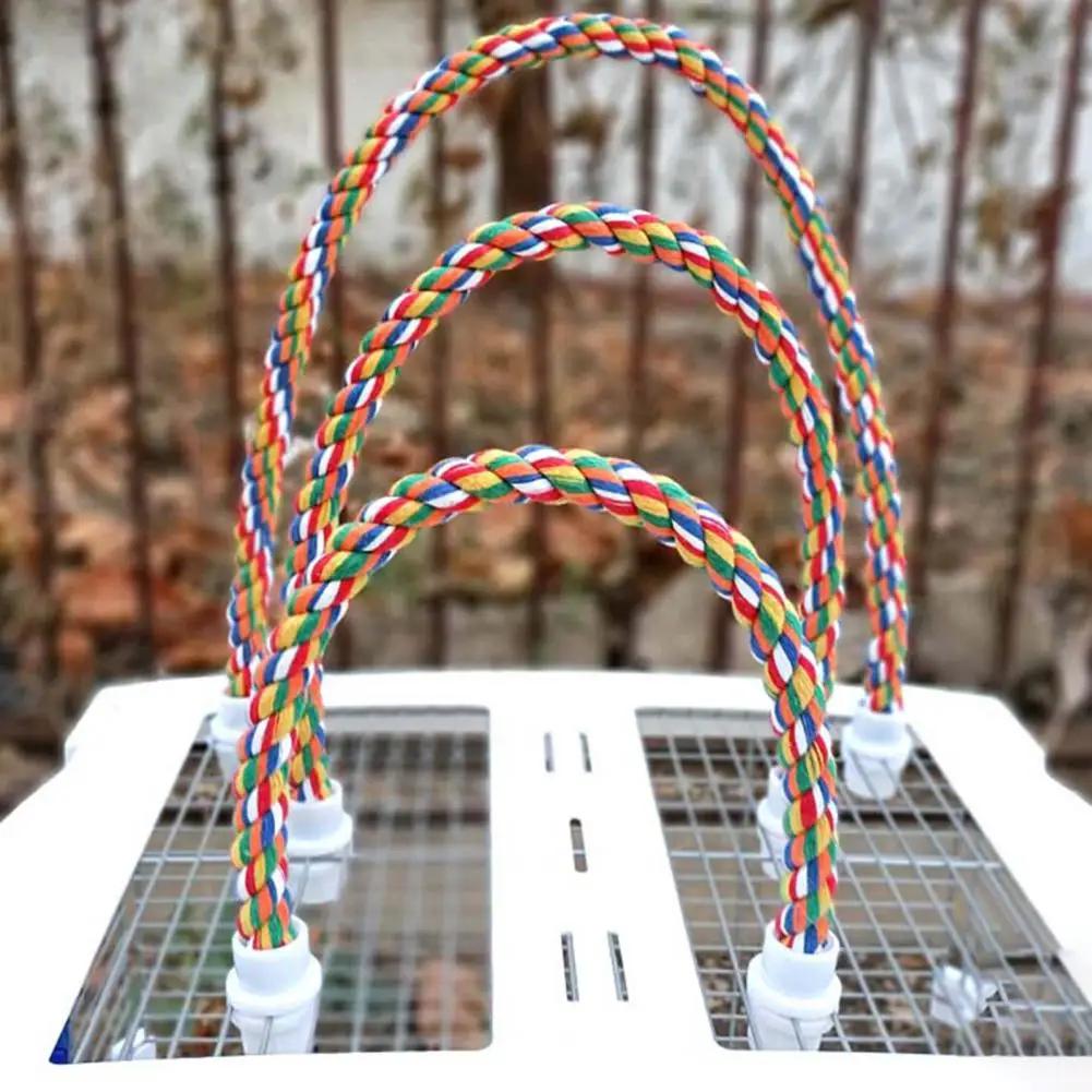 30/55/80/105cm Kleurrijk Papegaaitouw Hangend Gevlochten Parkiet Vogelkooi Kaketoe Speelgoed Huisdier Standaard Accessoires Ladder Schommel Benodigdheden