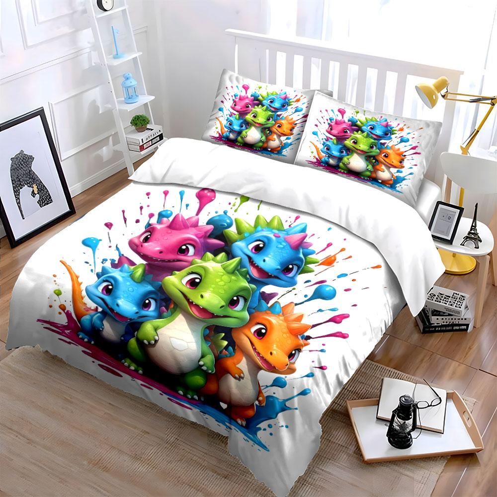 Colorful cartoon dinosaurs. Bedding sets Duvet cover sets Duvet covers Pillowcases(1*Duvet Cover 2*Pillowcases without duvet insert)