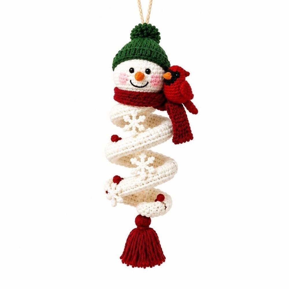 Beginner Friendly Christmas Crochet DIY Kit Hanging Hademade Snowman Spiral Ornament Yarn Project Making Kit