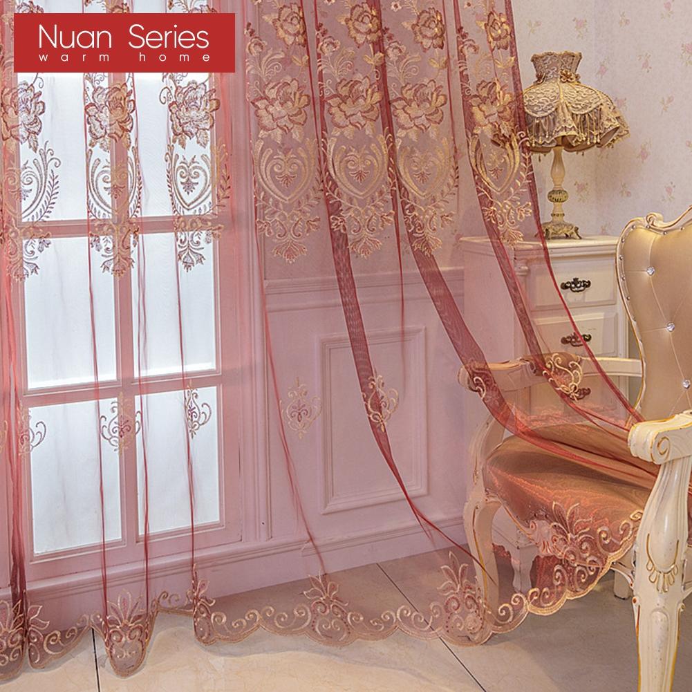1ks Nuan Series Nordic Modern Style Vyšívaný Jemný Průsvitný Tylový Závěs Do Obývacího Pokoje Ložnice Okno Dekorace Domácí Dekorace
