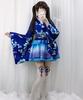 Milky Time Yukata, Japanese Style Miniskirt, Cute Cosplay Halloween Costume Set, Summer Festival, Oiran (Blue)