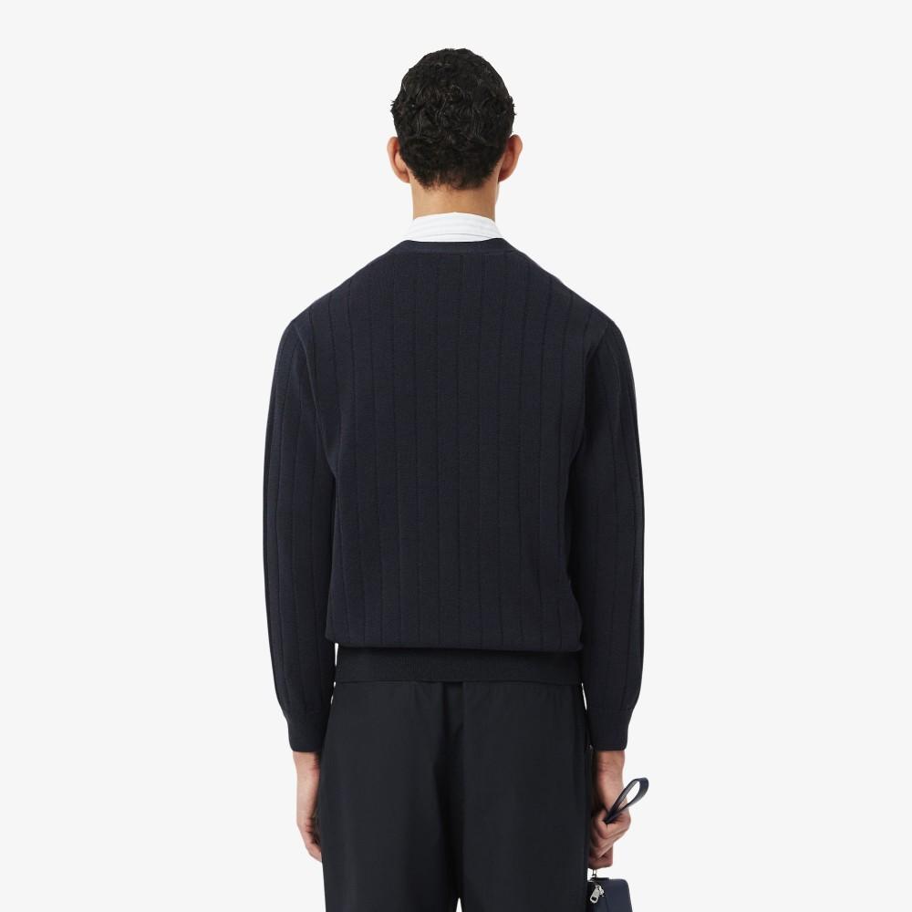 [lacoste] Men's PARIS PACK Ribbed V-Neck Cardigan AH1039-56G350