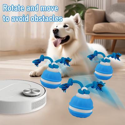 Palla Rotolante Elettrica per Cani Ricaricabile Palla Rotolante Automatica Giocattolo da Masticare con Corda di Cotone Resistente ai Morsi Giocattolo Interattivo per Cani per Pulizia dei Denti Noia