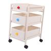 Storage Cart Milky White 3 Tier Metal Rolling Organizer with 360 degrees  Rotating Quiet Wheels for Kitchen Bathroom