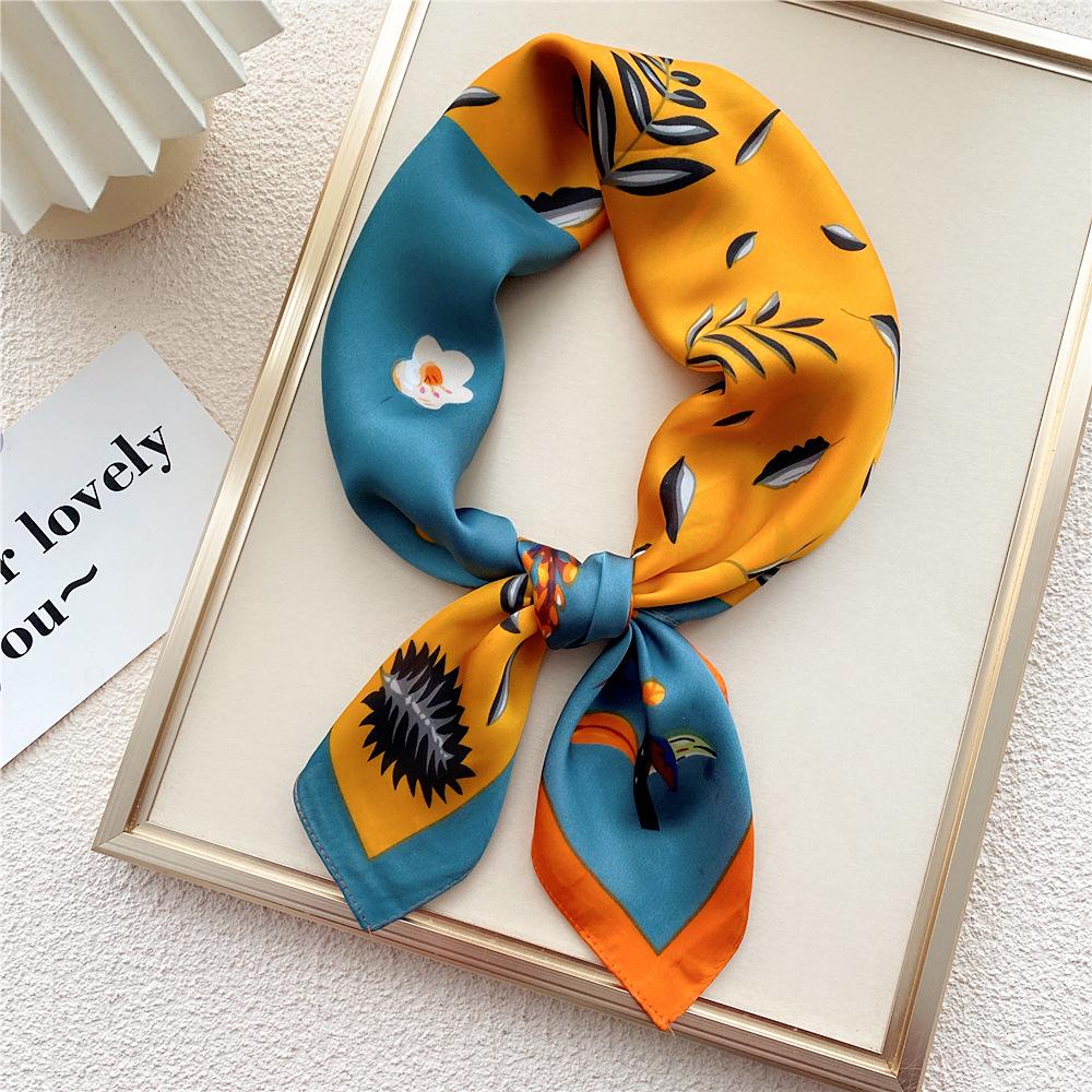 70 Small Square Silk Scarf: Women's Retro Chic Sunscreen Neck, Head, or Wrist Scarf In Korean Style for Autumn and Winter