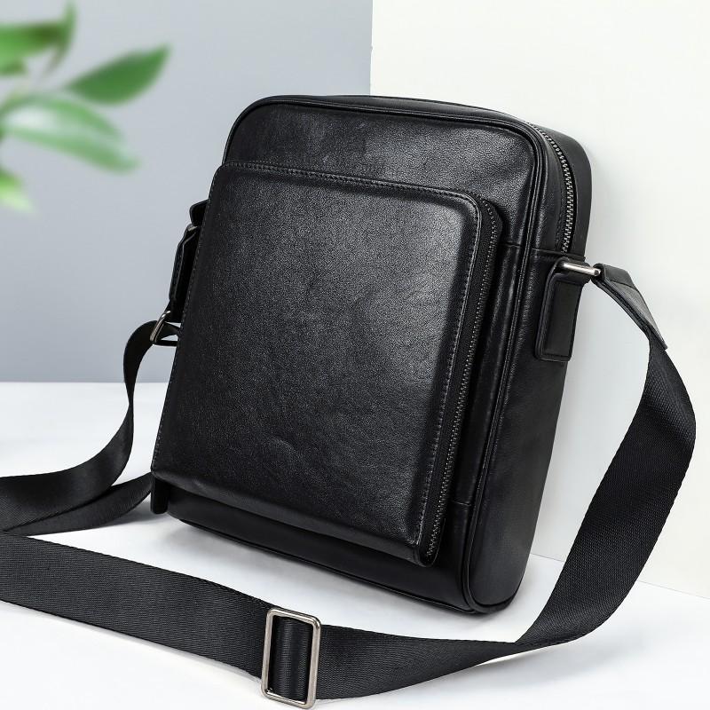 Large Capacity Leather Men's Diagonal Bag High-end Casual Vertical Shoulder 9-inch Tablet Portable Cowhide Trendy