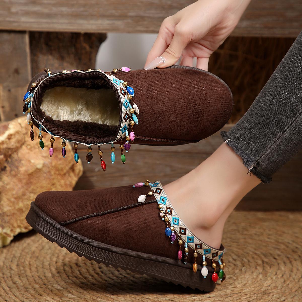 

Модные Новые Модные Пушистые Тапочки на Платформе для Женщин 2025 Зимние Плюшевые Теплые Хлопковые Туфли Женский Комфорт Нескользящие Унисекс Домашние Тапочки 44 шоколадный