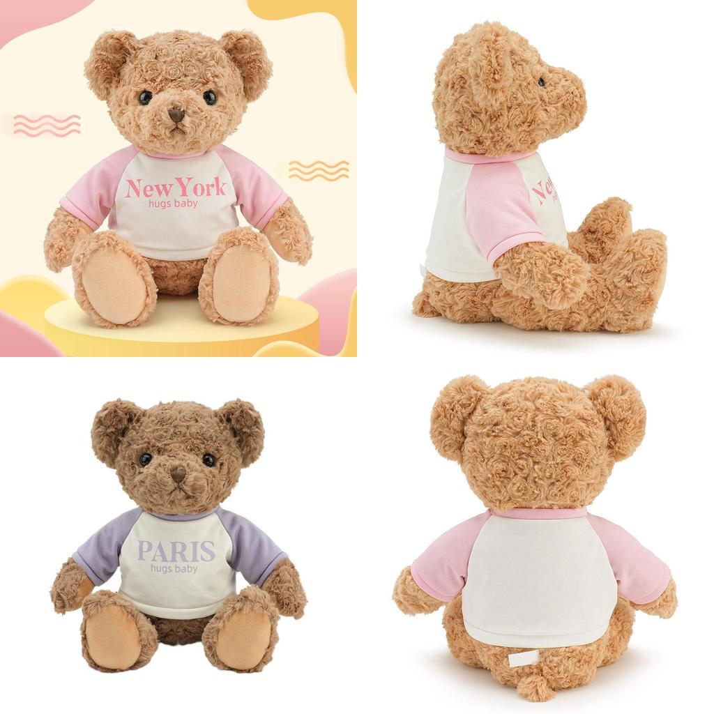 Fashionable Letter Sweatshirt Teddy Bear Cute Plush Toy Doll Gift For Children