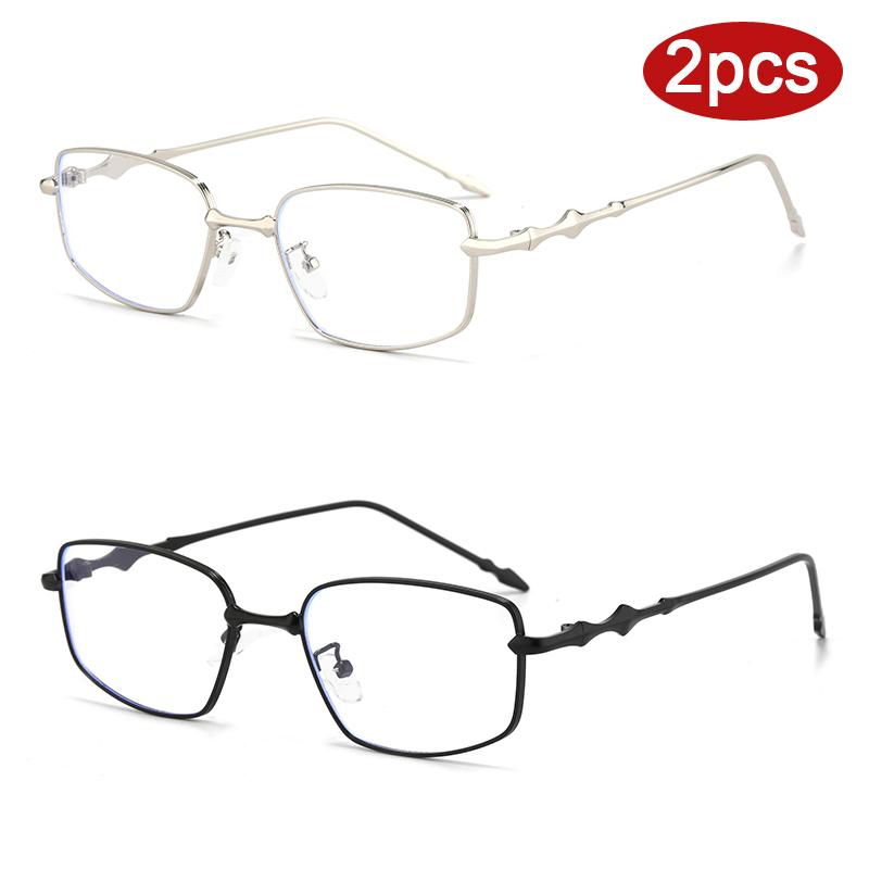 Protective Glasses 2pcs Simple Square Anti Blue Light Irregular Eyewear High-End with Metal Frame Narrow Frame Eyeglasses Frames