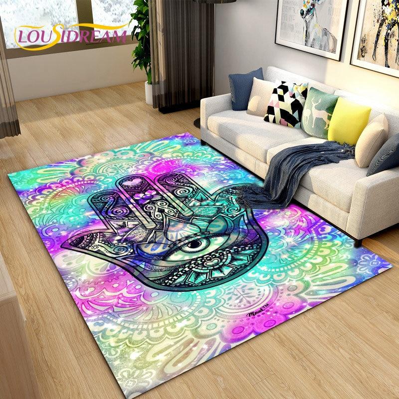Teppich mit Baum des Lebens, böser Blick, Hamsa-Palme, Mandala-Teppich, Teppich für Wohnzimmer-Dekoration, Kinder spielen, Krabbeln, rutschfeste Bodenmatte