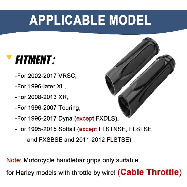 1" 25mm Motorrad Lenkergriffe Kabel Gasgriffe Handgriffe für Harley Sportster 883 XL XR Softail Breakout Dyna Fat Bob Touring Street Glide