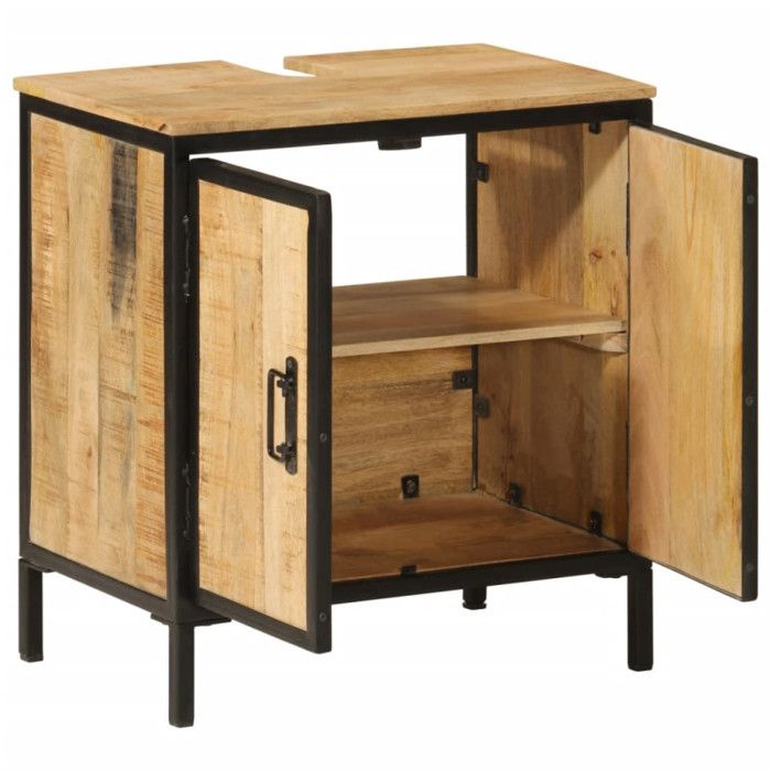 VidaXL Armoire lavabo de salle de bain bois massif de manguier et fer 358572