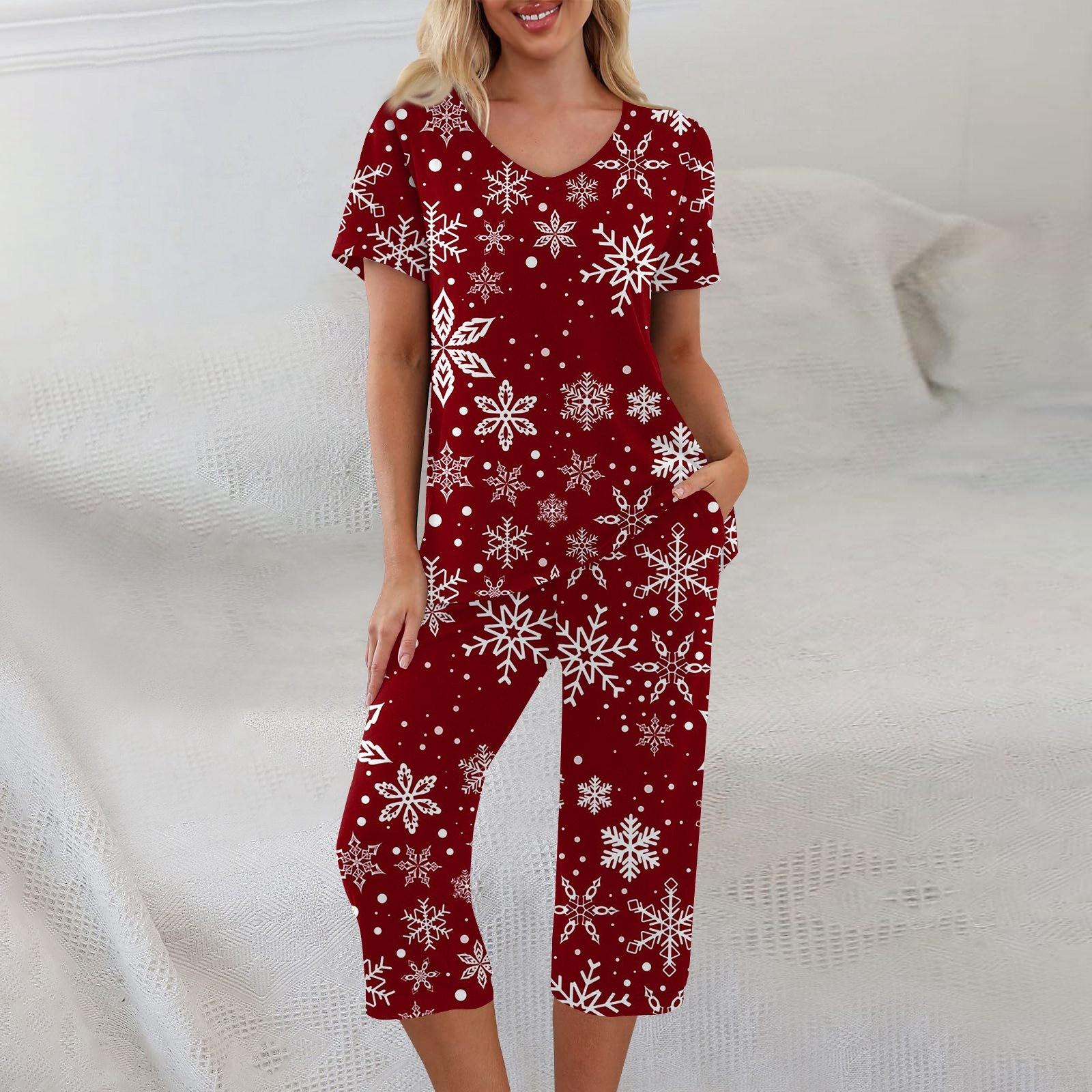 

Комплекты из 2 предметов для женщин, летний топ с короткими рукавами и брюки с карманами, мягкие комплекты для тренировок XL арбуз красный