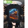 Stoomtrein Grafisch T-shirt Retro Locomotief Print Ademend Katoen Korte Mouw T-shirt voor Treinliefhebbers