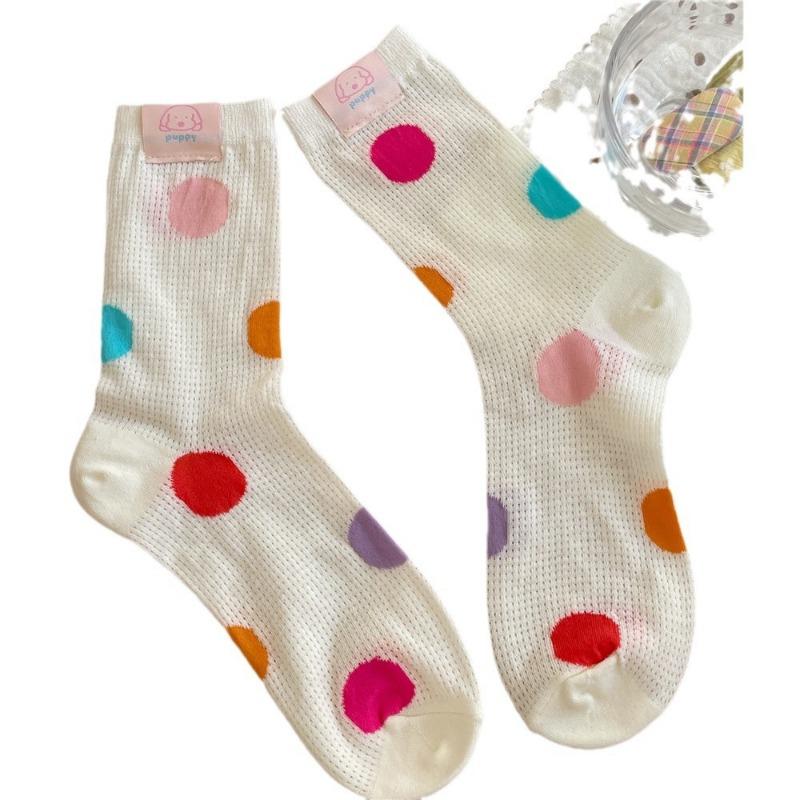 Puppy Socks, Colorful Mid-calf Socks, Summer Pile Socks, Breathable and Sweat-absorbing Socks for Women