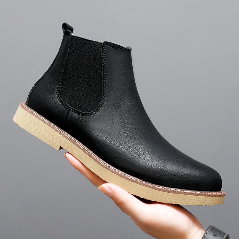 Vente Chaude Bottines Simples pour Homme Style Britannique Bottines Chelsea pour Homme Chaussures Montantes pour Homme Chaussures de Mode Confortables pour Homme