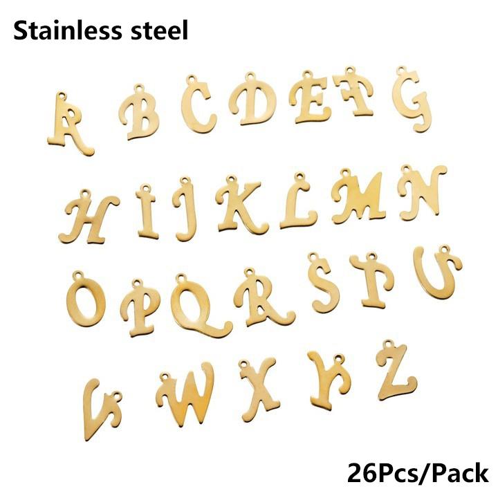26Pcs/lot Alloy Inlaid Rhinestones A-Z English Letter Inlay Alphabet Pendant For DIY Bracelet Necklace Jewelry Making