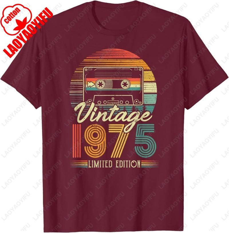 1975 Vintage Birthday Retro Men Women Gift TShirt Summer Casual Comfortable Graphic Tshirts Classics Funny Cotton Streetwear