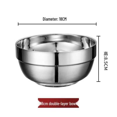 Leyongtu 304 Stainless Steel Double-Layer Anti-Scald Bowl
