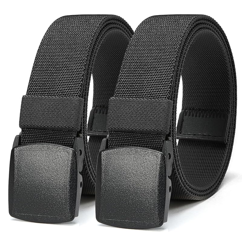 

[CHAOREN] work belt men s Set of 2 - big size nylon belt Expansion and contraction lightweight Durable non-metal plastic buckle cloth 35MM width