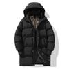 Herbst und Winter Neue Jugend Mittellang und Lang Verdickt Gefütterte Jacke Winter Gefütterte Jacke Männliche Schüler Warme Kapuzen-Gefütterte Jacke