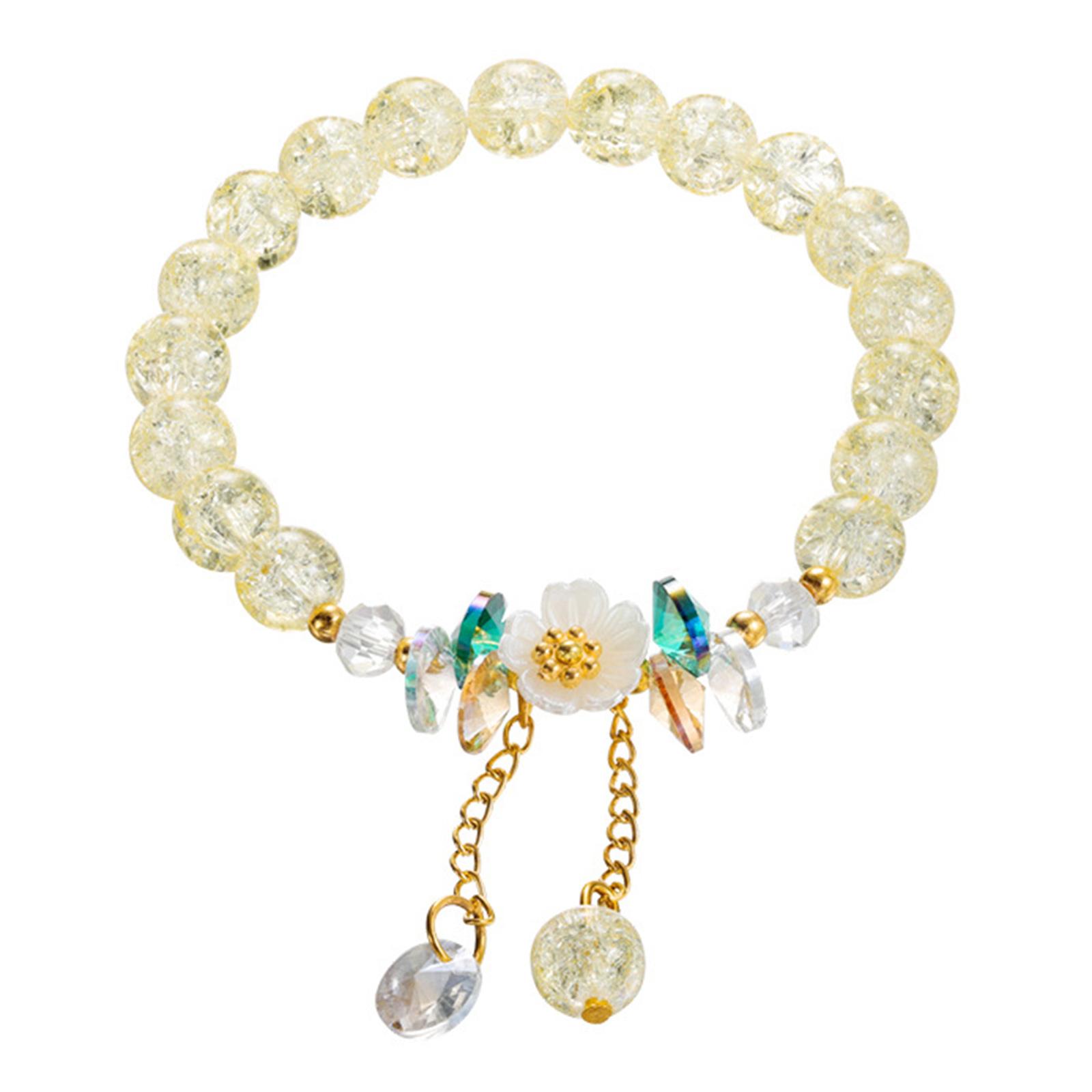 

Элегантный браслет из бусин ручной работы, женская модная бижутерия, милое украшение на запястье, материал сплав, эластичный браслет на каждый день жёлтый