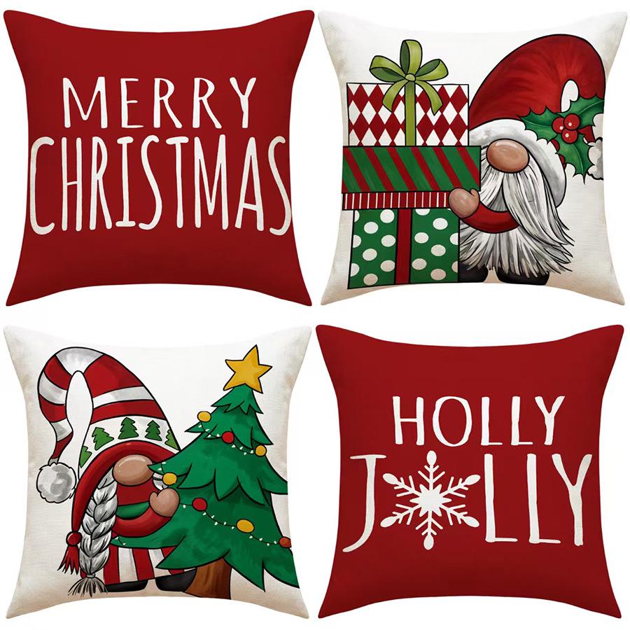 Christmas Santa Claus Print Pillow Cover - Festive Decor for Sofa or Bedroom