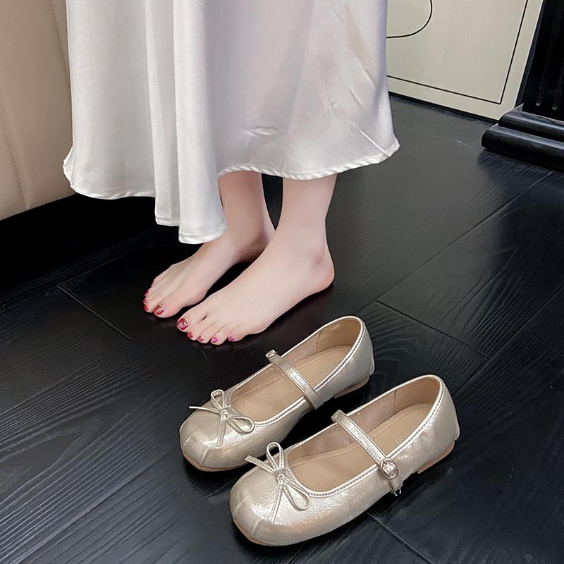 Fashion French Mary Jane Shoes Women's Summer 2025 New with Skirt Bow Flat Strap Single Shoes