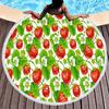 Sweet Cartoon Strawberry Round Beach Towel,Polyester Sand Resistant Beach Blanket,Soft Absorbent Quick Dry Pool Towel Picnic Mat
