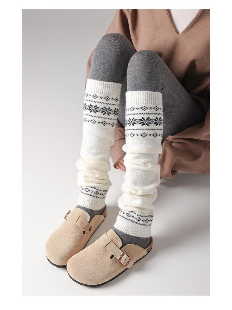 Fair Isle Retro Snowflake Knit Leg Warmers