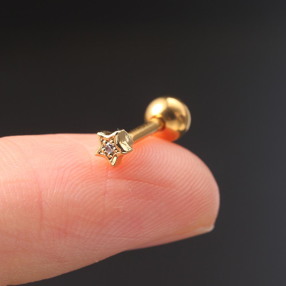 1pc Helix Piercing Earrings for Women Zircon Small Star Cartilage Tragus Piercing Ear Rings Body Accessories Jewelry Gift CC021