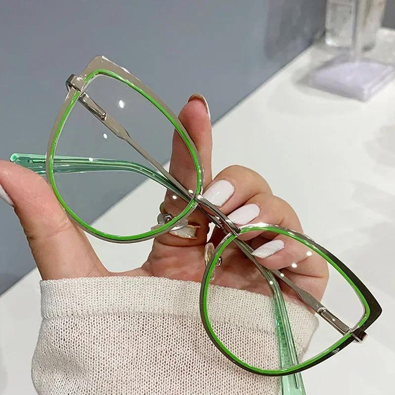 Anti Blue Light Cat Eye Glasses Women Designer Oversized Optical Frames Clear Eyewear Trendy